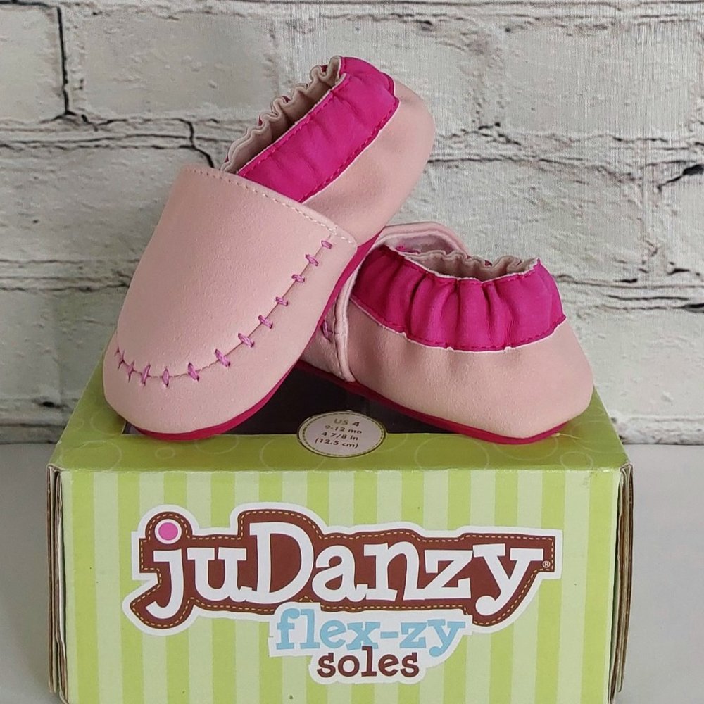 'JUDANZY' FLEX-ZY SOLES LEATHER BABY MOCCASIN SHOES PINK